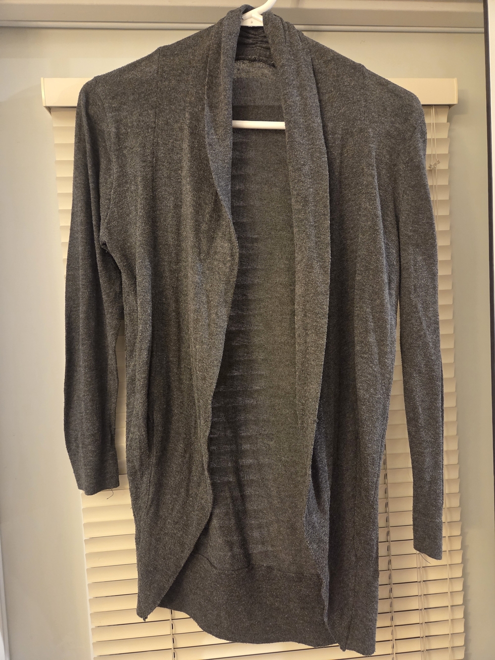 Grey Open Front Longline Cardigan Sweater – Lightweight Knit